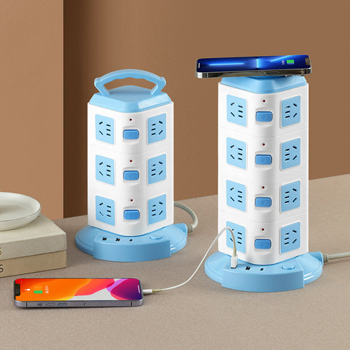 桌面立式插座带无线充电器