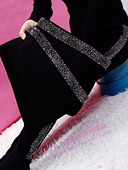 高腰弹力显瘦外穿加厚保暖长裤 豹纹亮钻加绒黑色打底裤 女士冬季