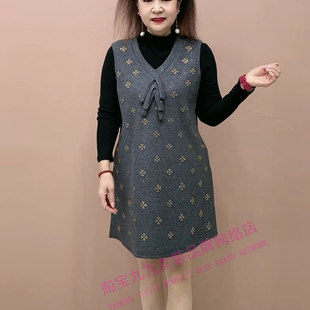 时尚马夹裙+小衫套装女中年妈妈新款减龄显瘦大码连衣裙套装