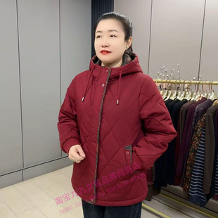 中老年女装连帽棉服外套加厚保暖宽松大码妈妈装冬季棉袄