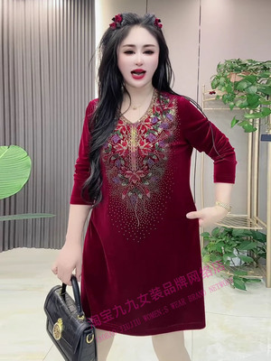 遮肚妈妈烫钻平时可穿提花高贵