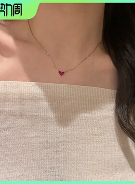 奢品锁骨链同款爱心设计精致项链新款2024女小红心百搭吊坠