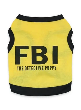 衣服春夏泰迪狗狗棉背心宠物用品黑色印fbi宠物衣服新款