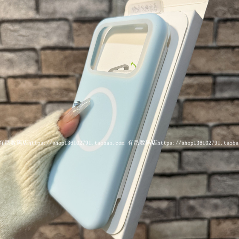 适用k90果冻红米k90promax液态硅胶手机壳磁吸保护套全包奶蓝色不褪色小众个性男女