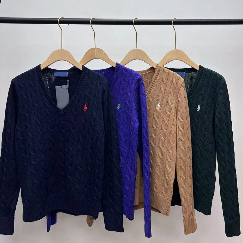 2025秋冬装小马仔羊毛麻花绞花针织衫V领长袖毛衣女式上衣套头衫