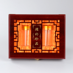 通用滋补包装盒枫斗三七粉礼品盒双瓶天麻三七粉礼盒木盒药材空盒