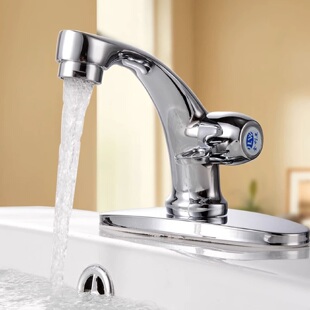 面盆单冷水龙头全铜加厚铜边开单孔通用公共卫生间洗簌池洗手脸盆