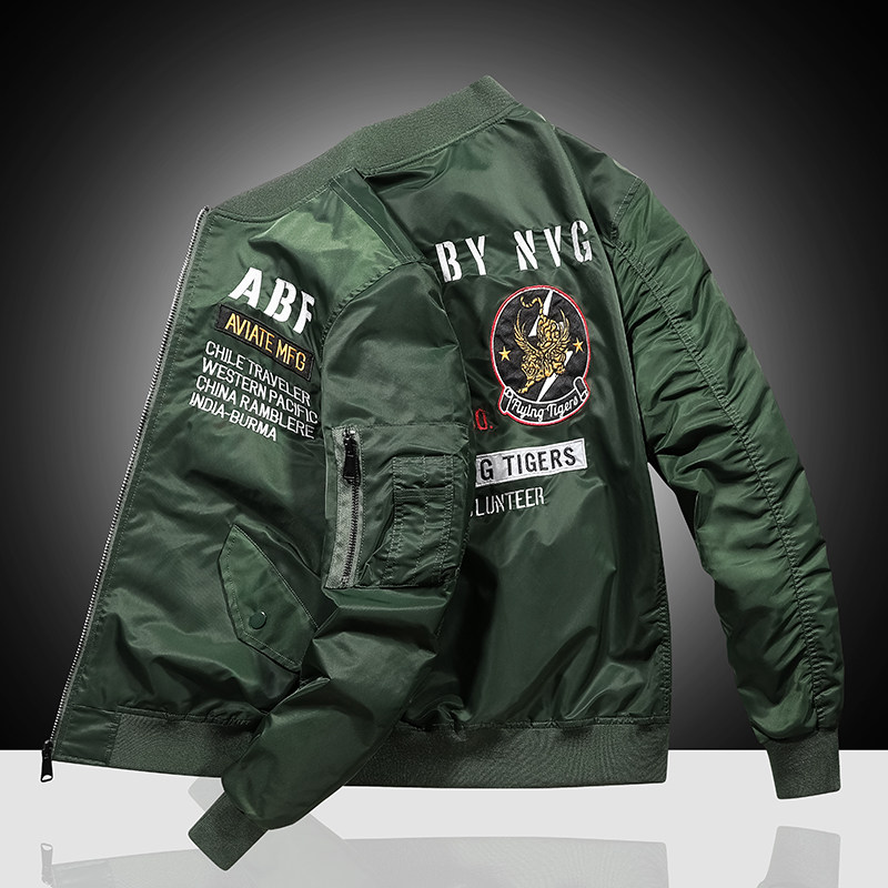飞行员夹克男春秋季潮牌美式工装外套宽松潮流刺绣机车男士棒球服