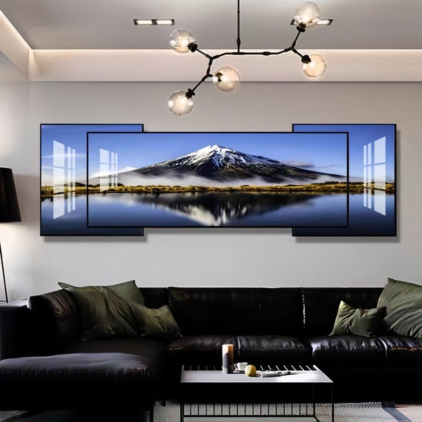 轻奢双层叠加装饰画客厅沙发背景墙挂画大气风景山水晶瓷镶钻壁画,家居饰品,油画,淘宝优惠券,粉丝福利购,淘宝优惠卷