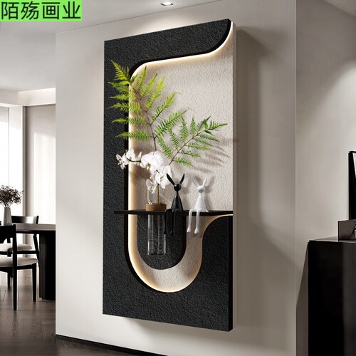 水培绿植玄关装饰画入户正对门2025新款挂画砂岩立体走廊客厅壁画