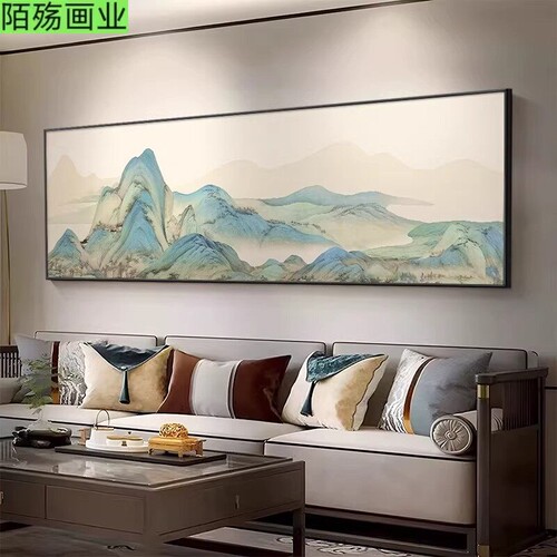宋代美学千里江山图客厅装饰画新中式山水画高清挂画现代装饰画