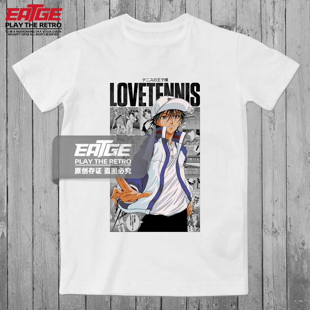 网球王子越前龙马LOVE TENNIS同人二创纯棉潮牌原创漫画风动漫T恤