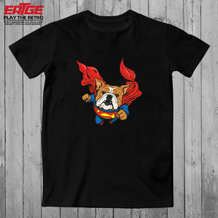 斗牛犬超人搞怪T恤恶搞Superman搞笑原创潮流TEE纯棉潮牌宽松体恤