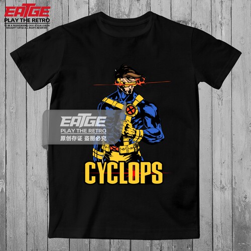 X战警镭射眼Cyclops美式复古美漫周边纯棉短袖复联5超英潮牌T恤