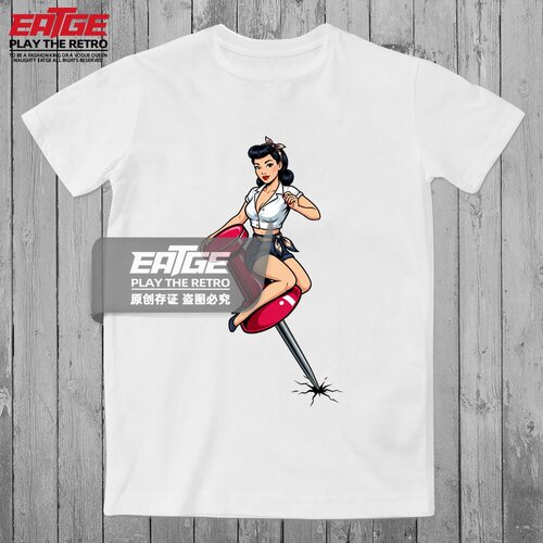 Rockabilly摇滚风插画扎心女孩T恤视觉焦点街头感EATGE原创体恤