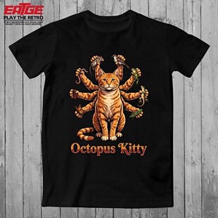 八爪猫搞怪创意章鱼猫咪抓蟑螂蚯蚓老鼠喵星人T恤EATGE原创体恤