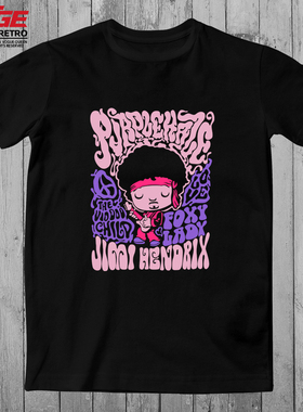 吉米亨德里克斯T恤Jimi Hendrix摇滚TEE黑色纯棉大码宽松潮牌体恤