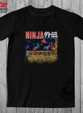 忍者龙剑传T恤FC红白机游戏NES怀旧Ninja Gaiden电竞黑色大码体恤