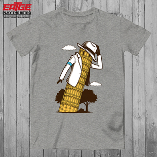 迈克尔杰克逊T恤摇滚街舞比萨斜塔创意设计文化衫纯棉原创体恤