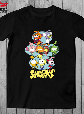 海底小精灵T恤Snorks小水精怀旧动画片复古动漫原创潮流纯棉体恤