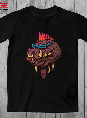 忍者神龟猪面怪T恤朋克TMNT街头Bebop嘻哈潮流原创纯棉潮牌体恤