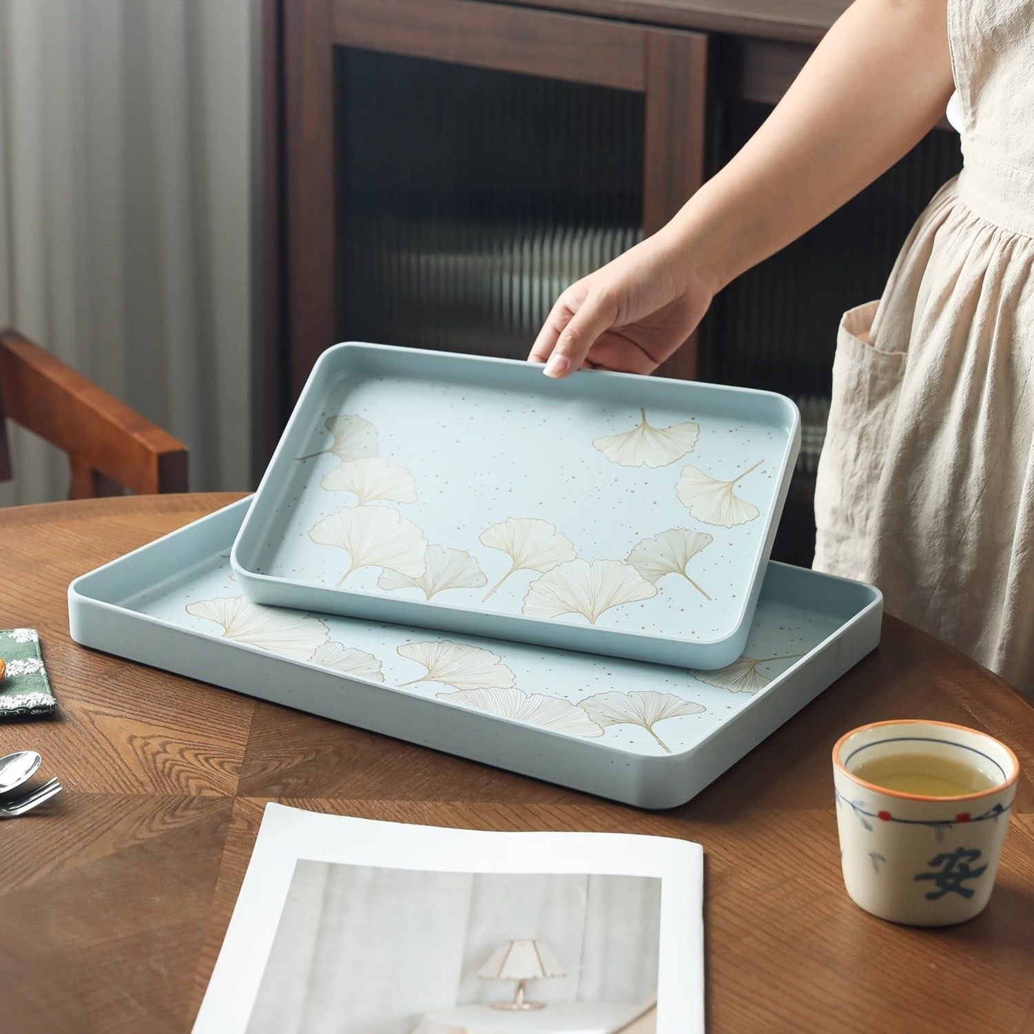 显初客厅茶几托盘密胺防滑长方茶盘茶杯水杯收纳盘家用2026新款