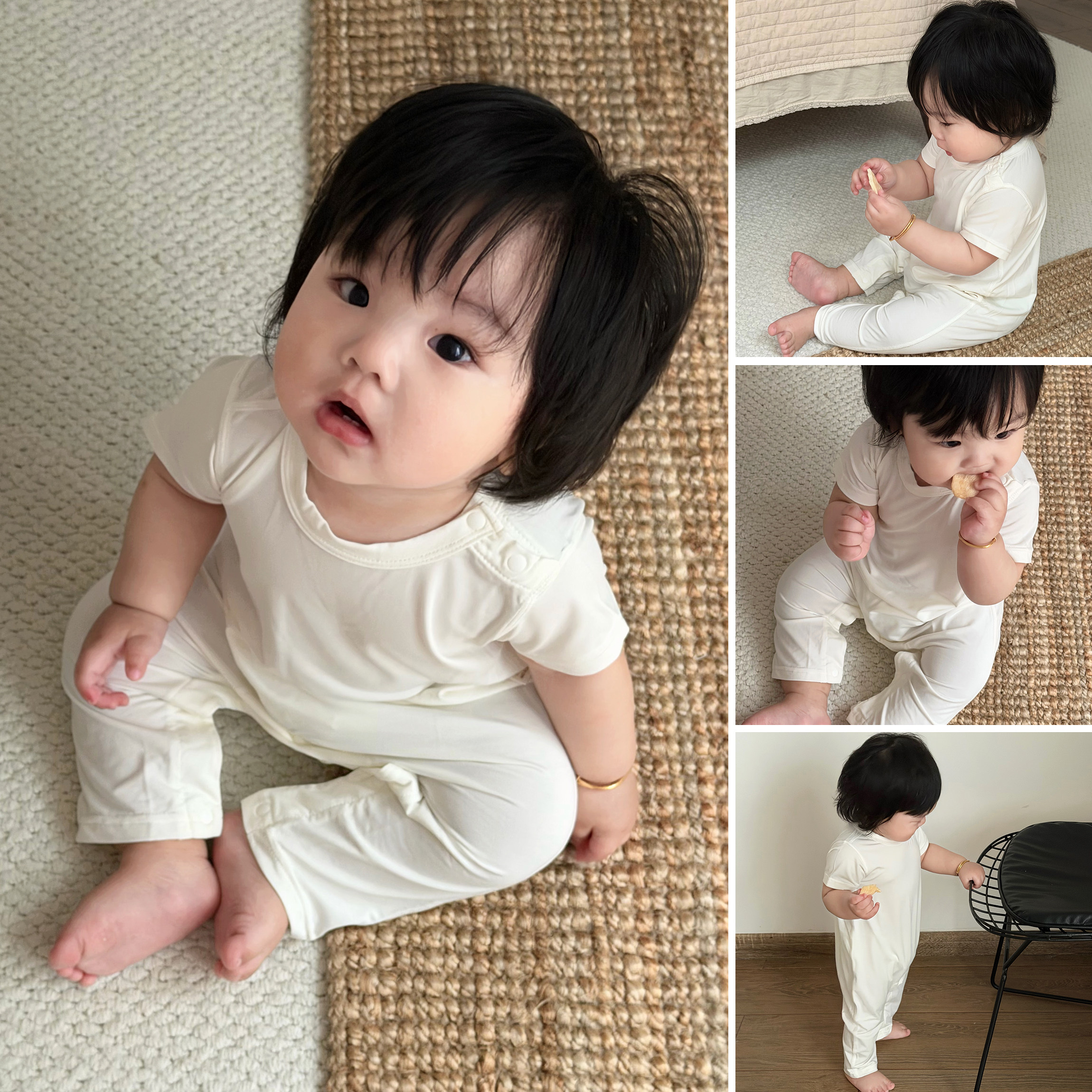 短袖长裤~薄款婴儿连体哈衣爬服图片