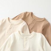 北欧加厚保暖上衣男女宝宝长袖 打底衫 坑条弹力内衣秋衣T恤自发热