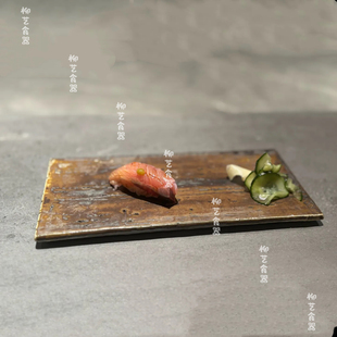 日本怀石料理陶瓷餐具长方寿司刺身拼盘烧鸟烤肉鱼盘火锅平板碟子