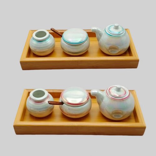 日本料理陶瓷餐具七味粉酱油醋壶瓶辣椒盐罐牙签筒调料勺竹托底盘