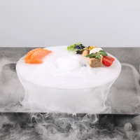 創(chuàng)意干冰玻璃餐具分子料理美食意境碗個(gè)性帽盤(pán)酒店刺身飛碟盤(pán)冰盤(pán)