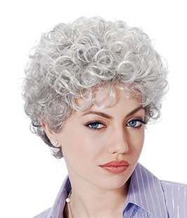 角色扮演wigs中老年时尚奶奶短卷发 银灰色小卷发 舞蹈拍摄假发套