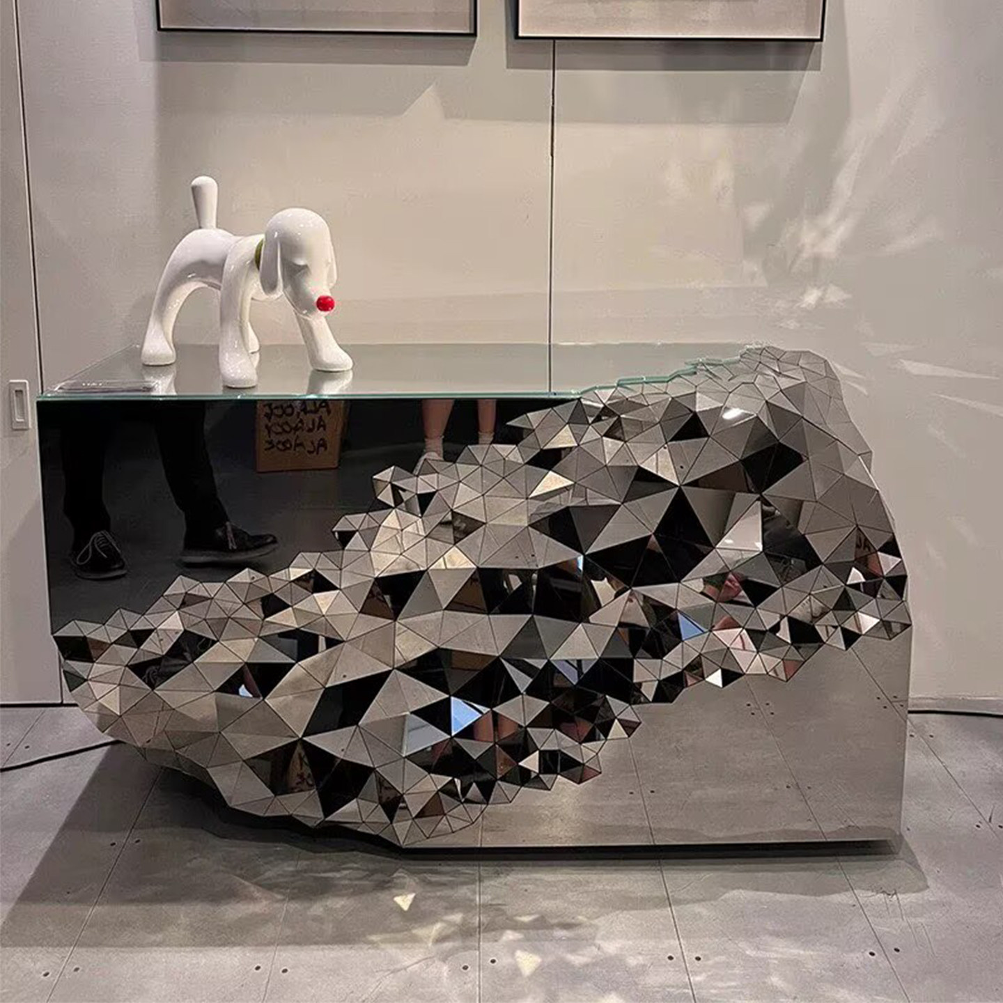 意式轻奢几何切面实木餐边柜客厅储物柜现代艺术设计师款玄关柜