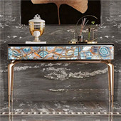 Visionnaire玛瑙玄关桌别墅端景台现代实心不锈钢 入户靠墙玄关柜