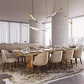 意式 轻奢休闲椅家用设计师款 现代绒布靠背椅别墅高级感不锈钢餐椅