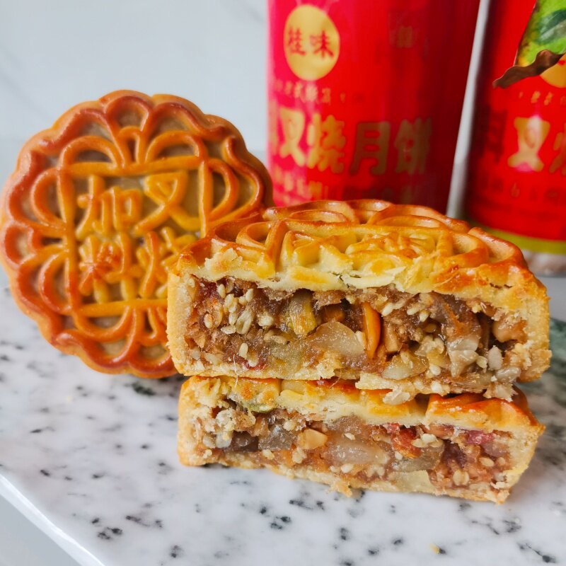 桂味加料叉烧广西玉林特产中秋月饼广式叉烧传统纸筒包装老味道