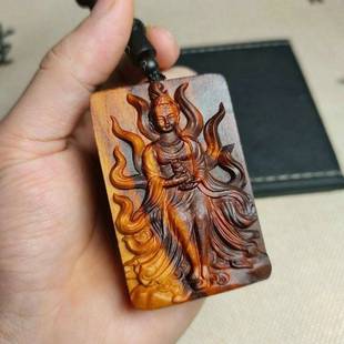 天然雷击木九尾狐貔貅吊牌挂件老枣木纯手工雕刻饰品项链吊坠