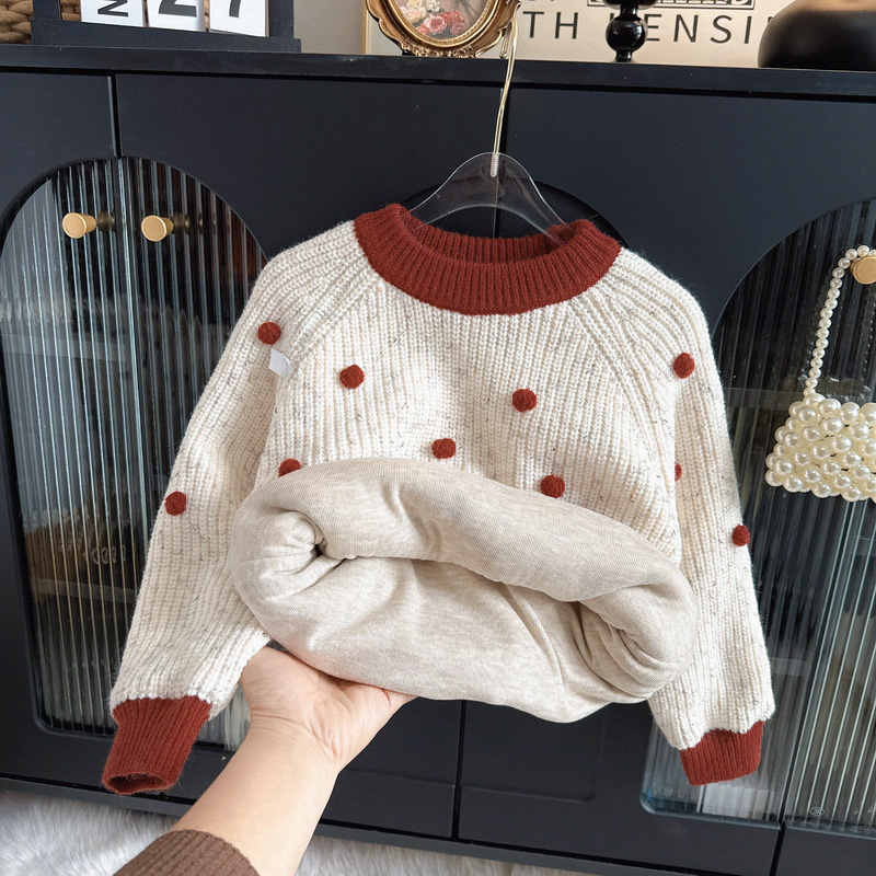 宝宝套头毛衣加厚2025冬新款女童德绒保暖针织衫小女孩毛线衣洋气