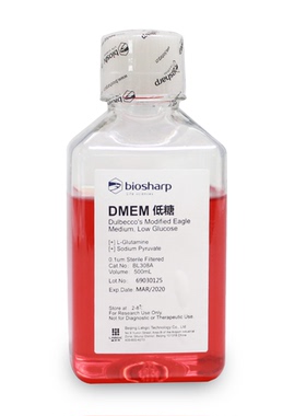 Biosharp BL308A DMEM低糖液体培养基/含酚红/丙酮酸钠/不含HEPES
