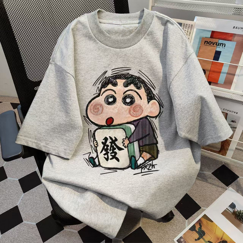 美式复古蜡笔小新小新男女ins短袖T恤潮牌hiphop情侣夏季半袖