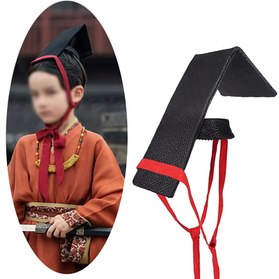 战国袍直裾长冠男童秦汉刘氏冠帽子汉服儿童古风头饰摄影妆造发冠