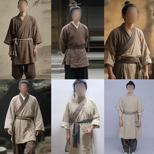 农民老百姓杂役店小二古装春秋战国唐宋明朝男士棉麻群常演出服