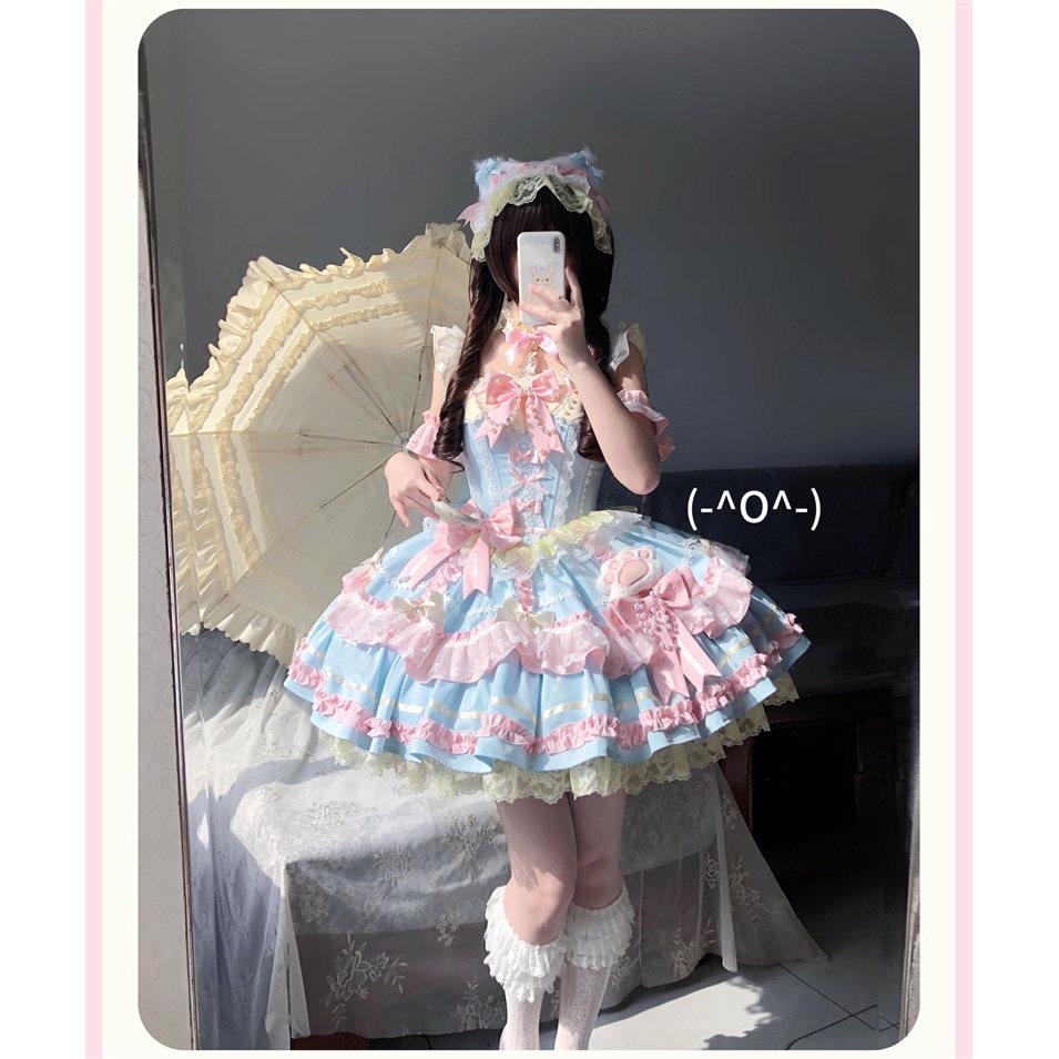 一团一批尾款糖果色甜系Lolita华丽大小姐优雅轻花嫁成人礼公主裙