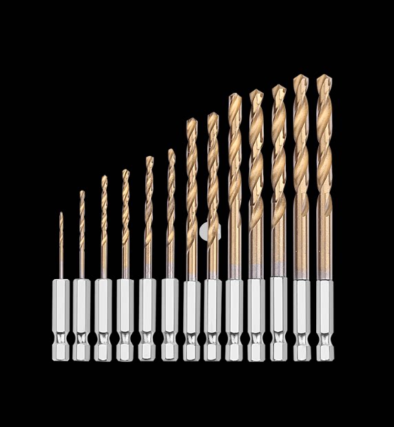 带柄麻花钻六角柄麻花钻头6.35mm电动起子气动风批内六角钻头套装