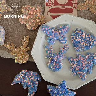 贝影 饰品闪片圣诞树创意挂件花艺礼盒礼物配饰 亮面布艺圣诞节装