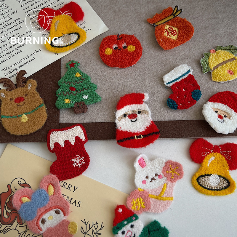 贝影圣诞主题毛线贴片圣诞装饰