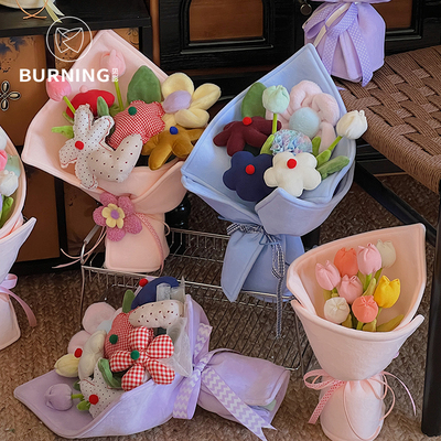 贝影 新款原创毛绒包花布花店鲜花花束diy氛围感布艺花包装资材