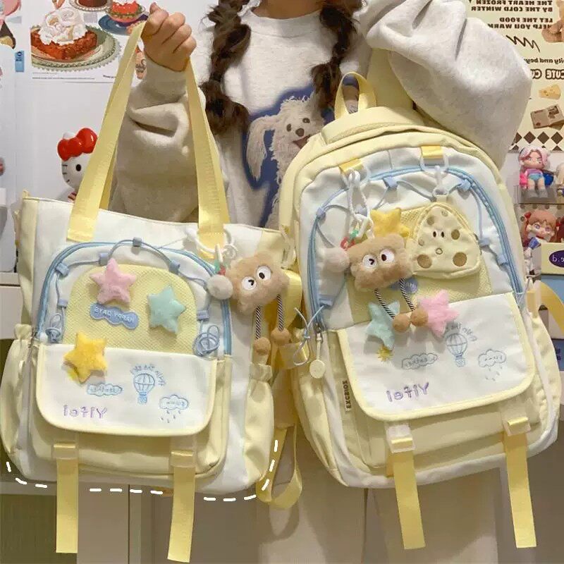 可爱斜挎包小清新手提袋女高中初中学生休闲上课大容量轻便单肩包
