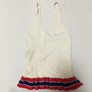 小码 微瑕 螺纹弹力针织荷叶边吊带 外贸原单