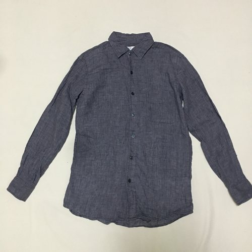 百分百亚麻 长袖灰色简约经典百搭衬衫衬衣